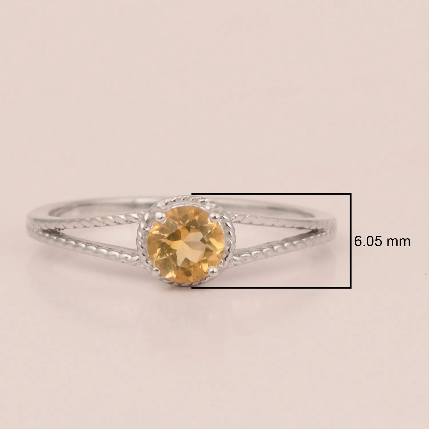Dual Band 0.55 Ctw Citrine 925 Sterling Silver Women Engagement Ring