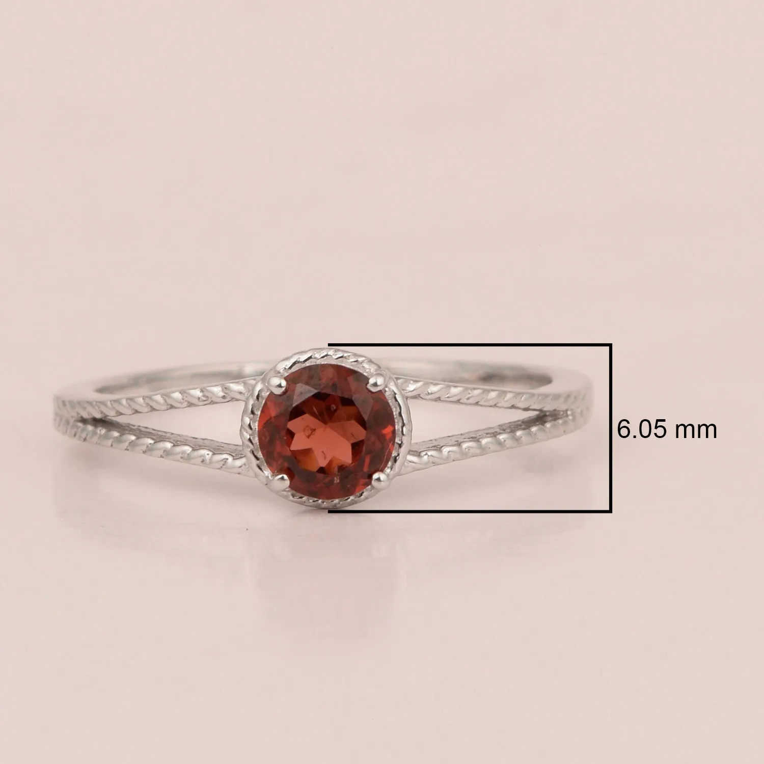 Dual Band 0.55 Ctw Garnet 925 Sterling Silver Women Engagement Ring