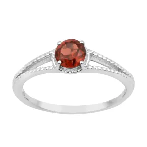 Dual Band 0.55 Ctw Garnet 925 Sterling Silver Women Engagement Ring
