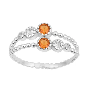 Dual Band Round 0.20 Ctw Madeira Citrine 925 Sterling Silver Women Wedding Ring