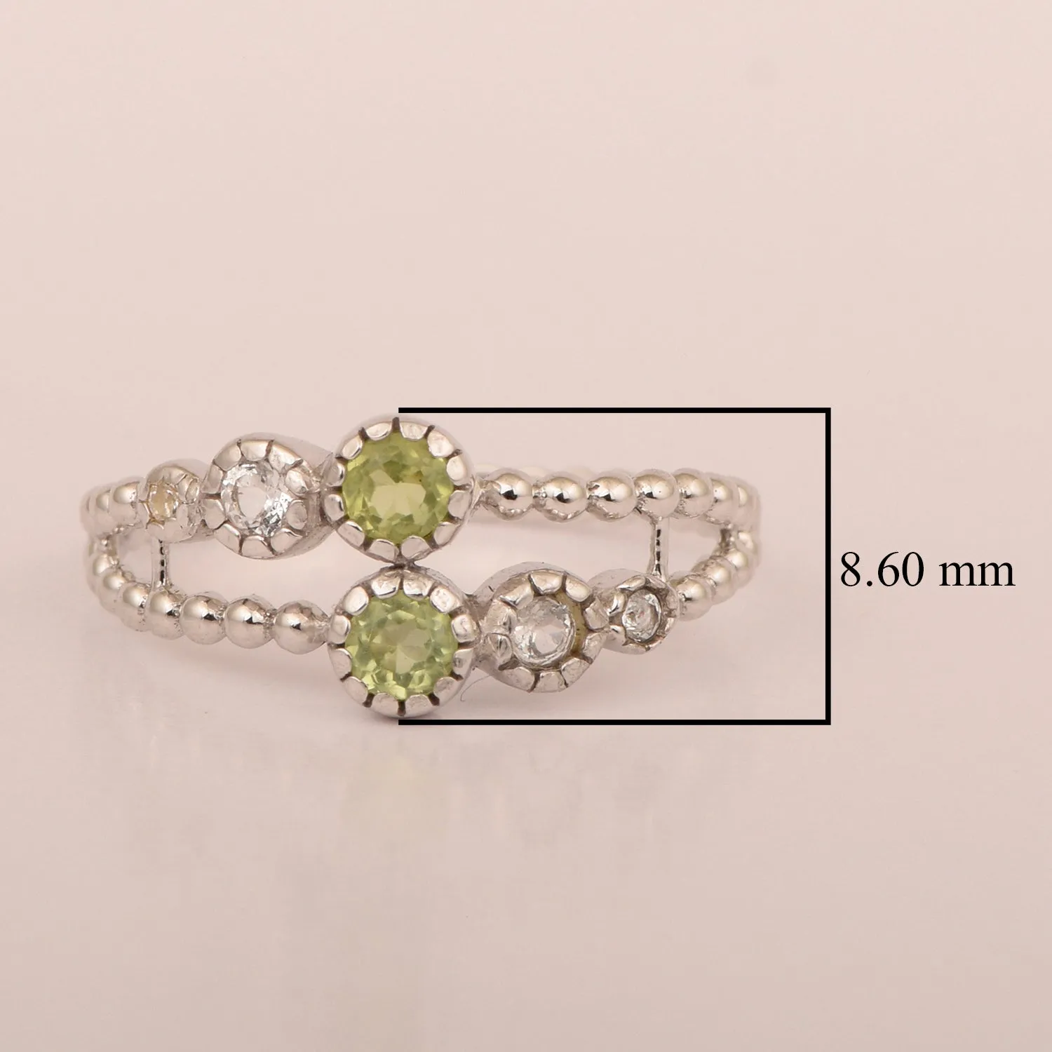Dual Band Round 0.20 Ctw Peridot 925 Sterling Silver Women Wedding Ring