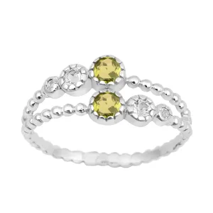 Dual Band Round 0.20 Ctw Peridot 925 Sterling Silver Women Wedding Ring