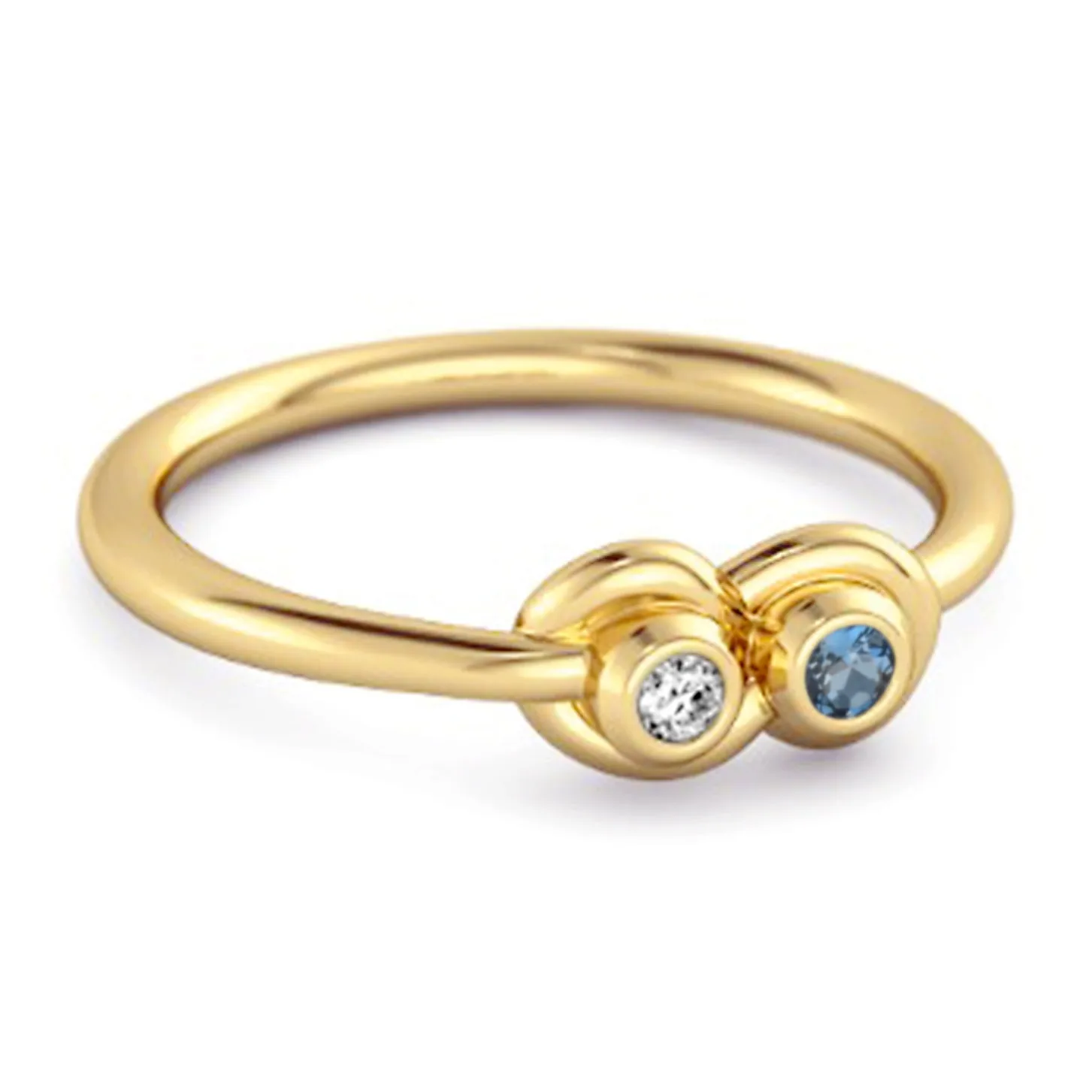 Dual Stone 0.10 Cts London Blue Topaz 925 Sterling Silver Infinity Lovers Ring