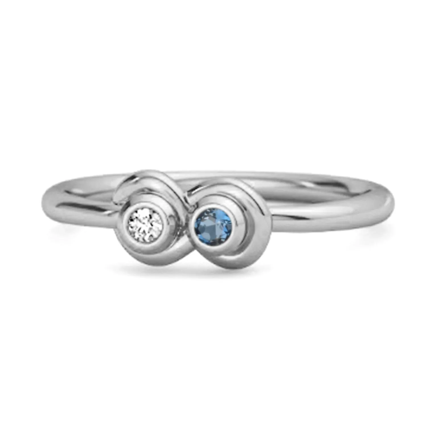 Dual Stone 0.10 Cts London Blue Topaz 925 Sterling Silver Infinity Lovers Ring