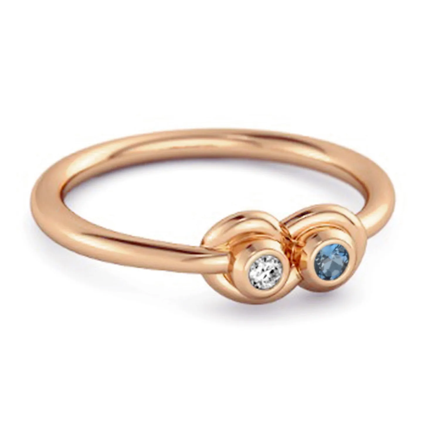 Dual Stone 0.10 Cts London Blue Topaz 925 Sterling Silver Infinity Lovers Ring