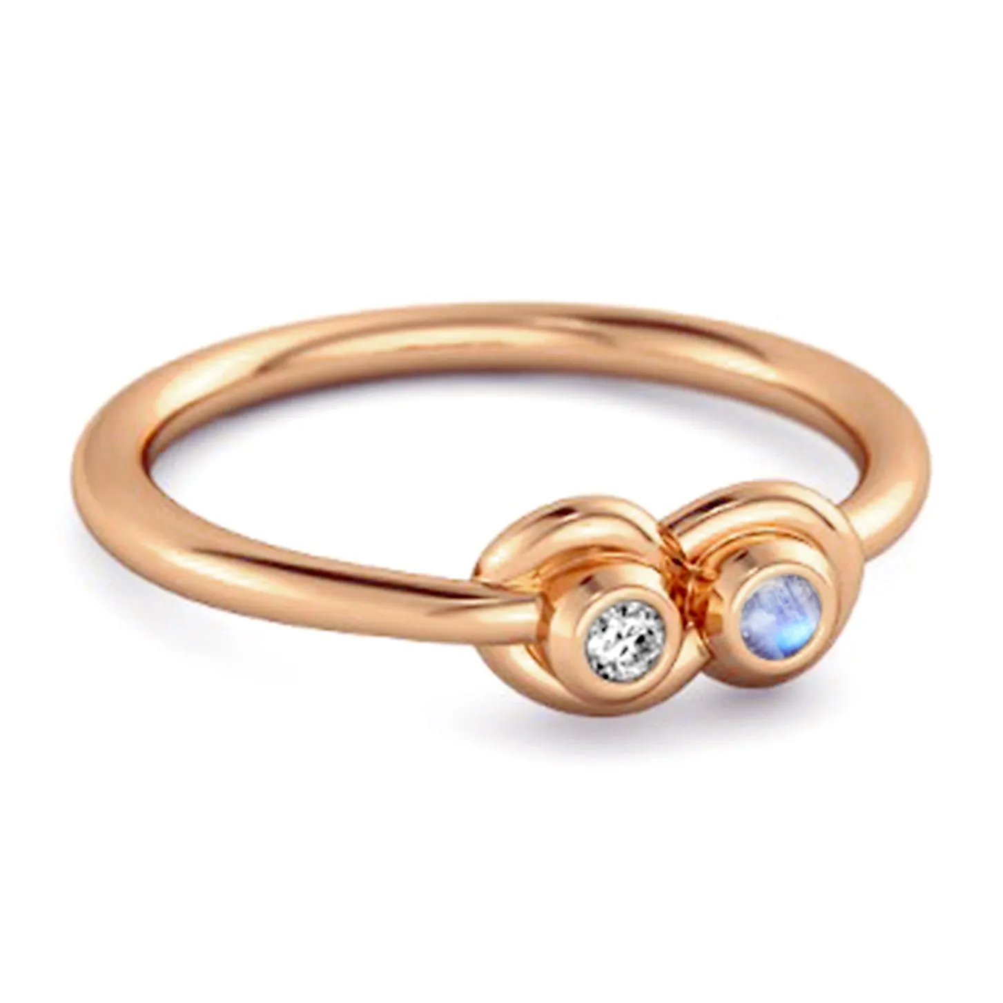 Dual Stone 0.10 Cts Moonstone 925 Sterling Silver Infinity Lovers Ring