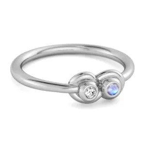 Dual Stone 0.10 Cts Moonstone 925 Sterling Silver Infinity Lovers Ring