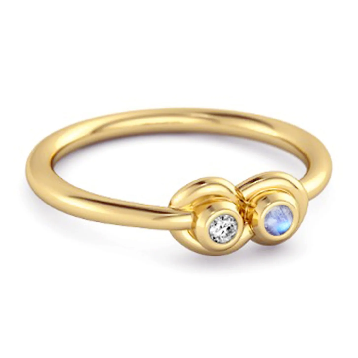 Dual Stone 0.10 Cts Moonstone 925 Sterling Silver Infinity Lovers Ring