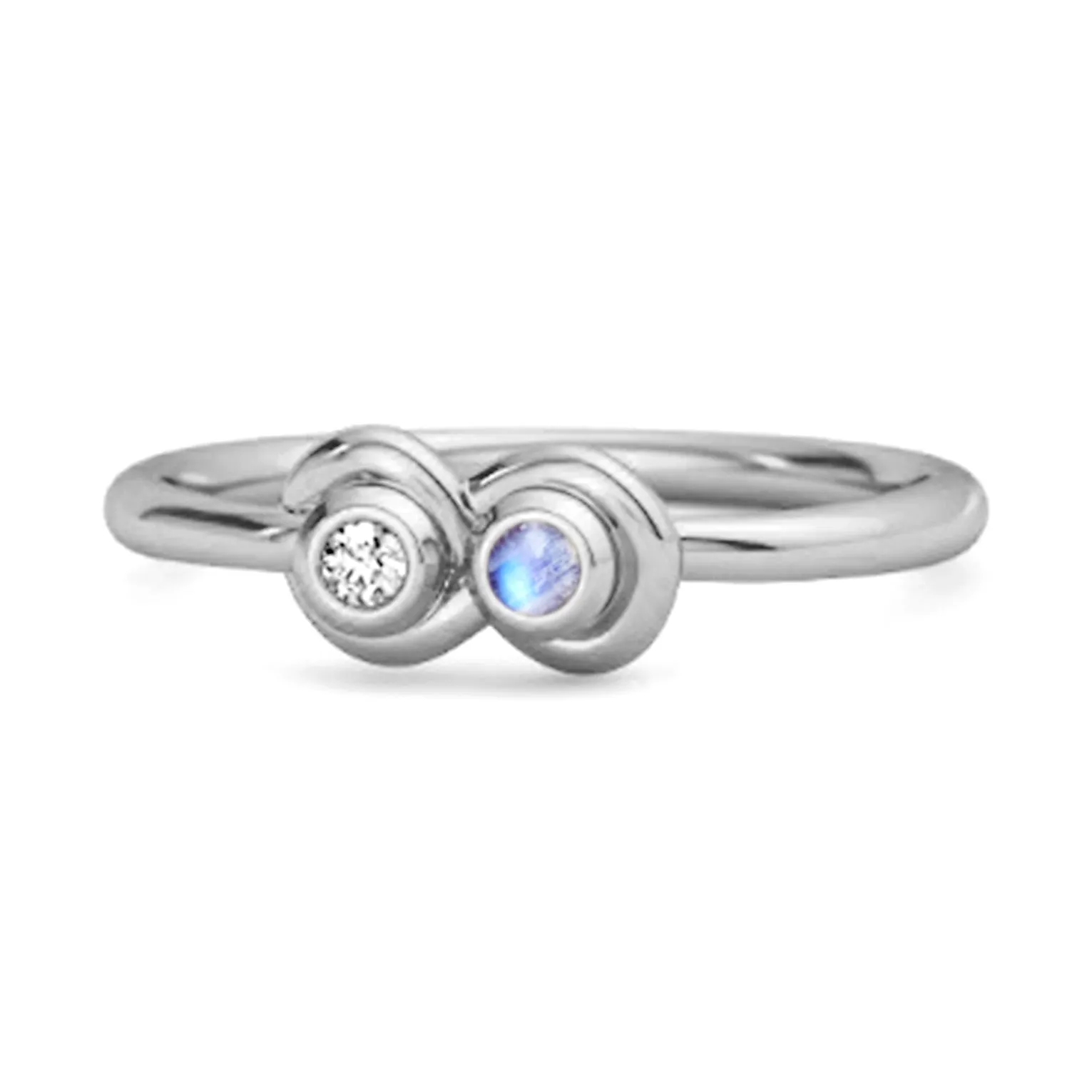 Dual Stone 0.10 Cts Moonstone 925 Sterling Silver Infinity Lovers Ring