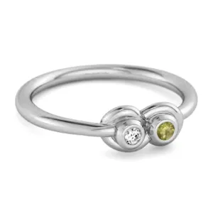 Dual Stone 0.10 Cts Peridot 925 Sterling Silver Infinity Lovers Ring
