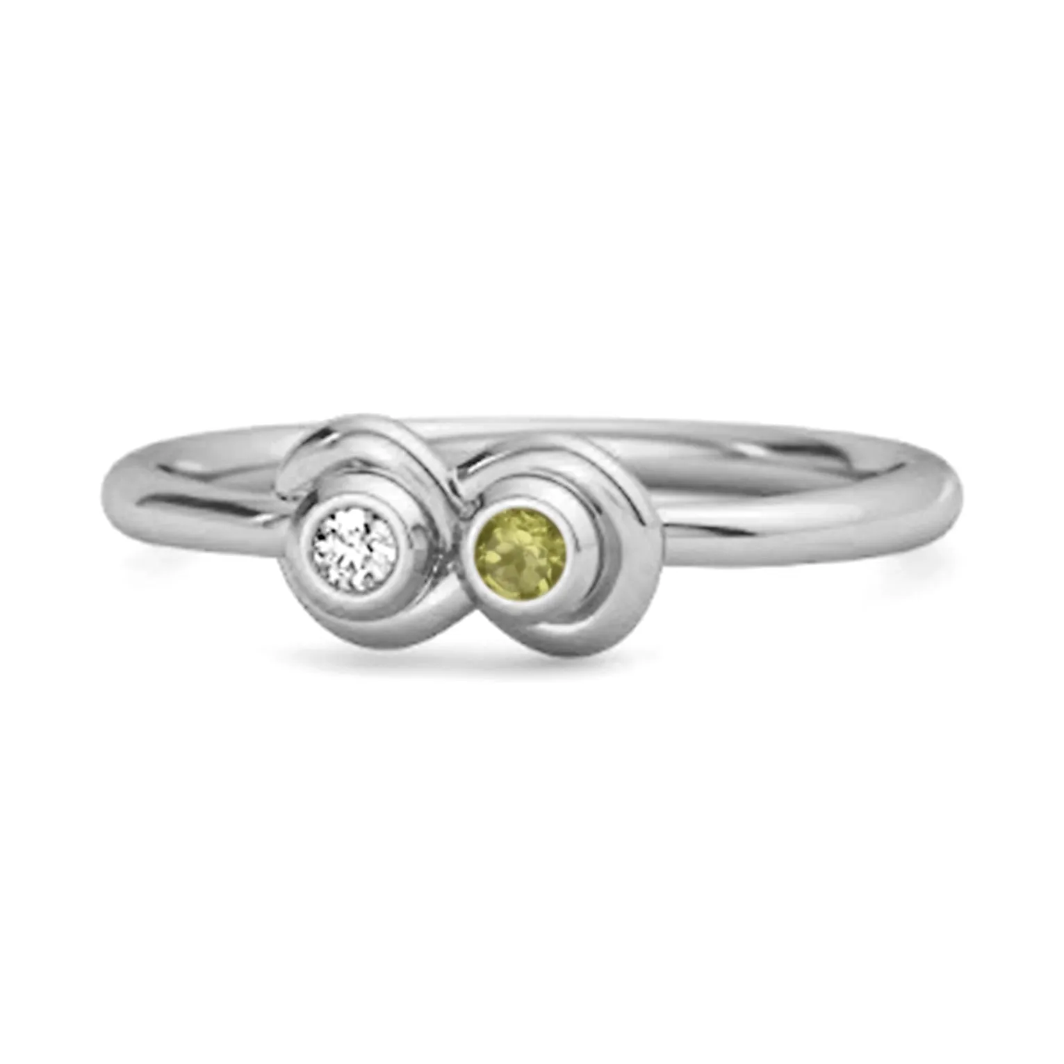 Dual Stone 0.10 Cts Peridot 925 Sterling Silver Infinity Lovers Ring