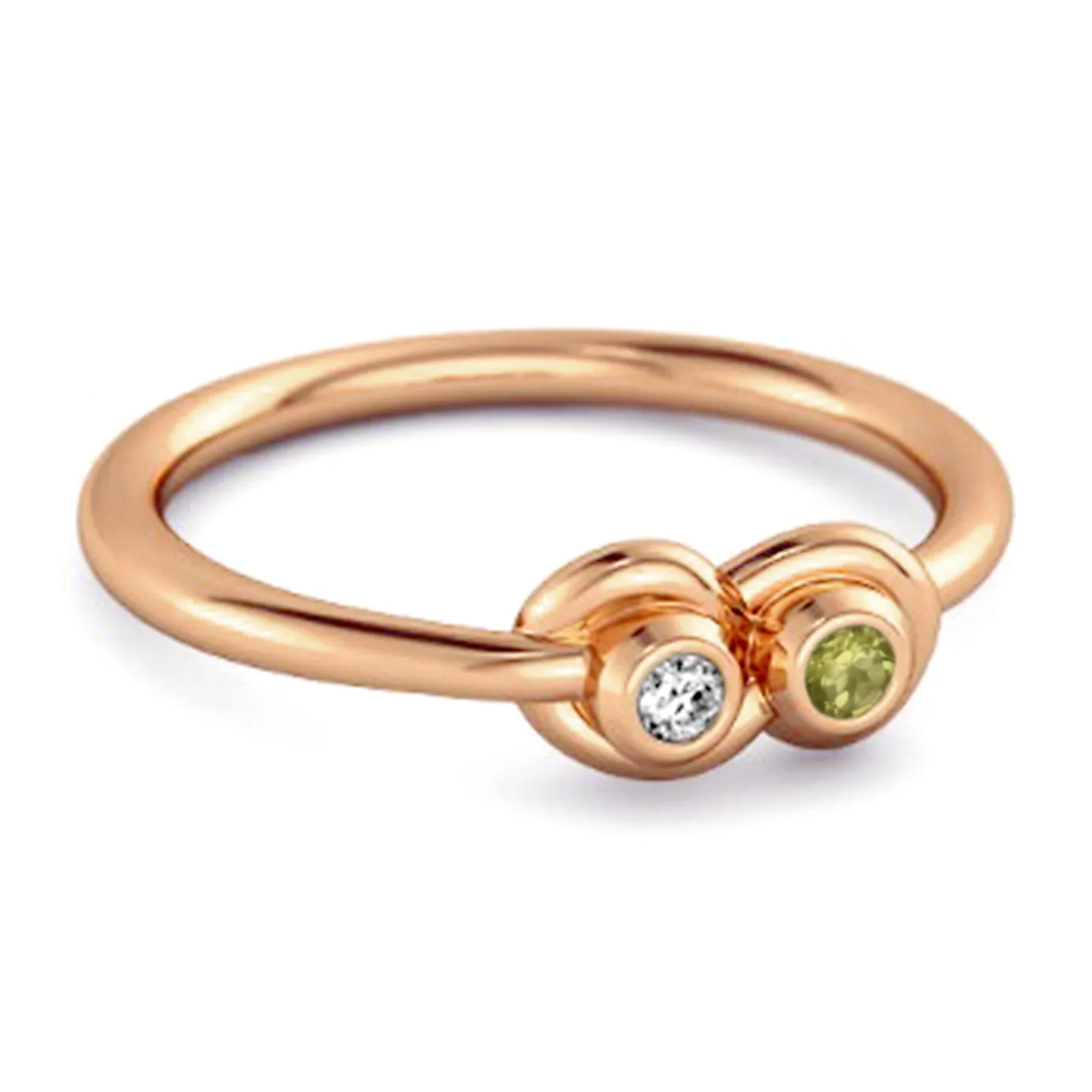 Dual Stone 0.10 Cts Peridot 925 Sterling Silver Infinity Lovers Ring