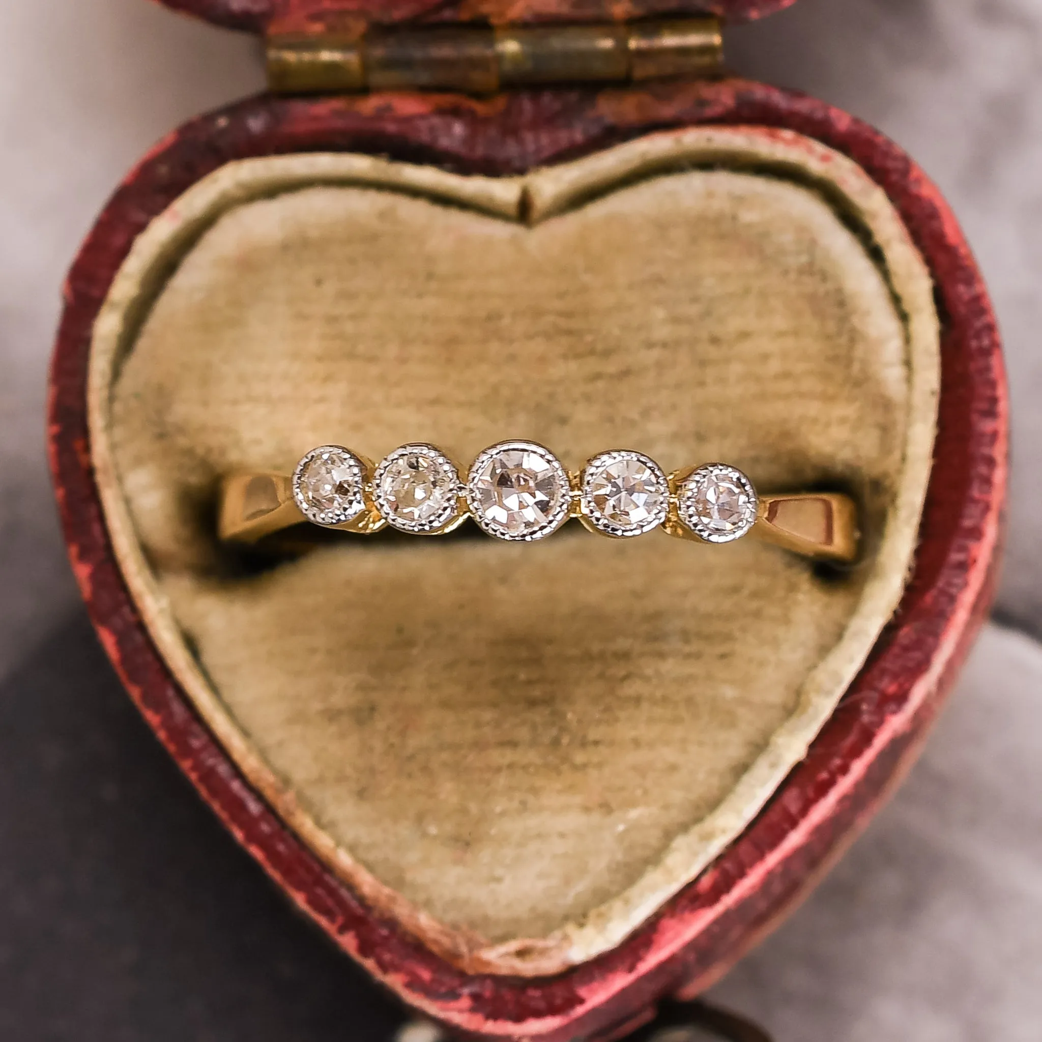 Edwardian Diamond 5-Stone Bezel Ring