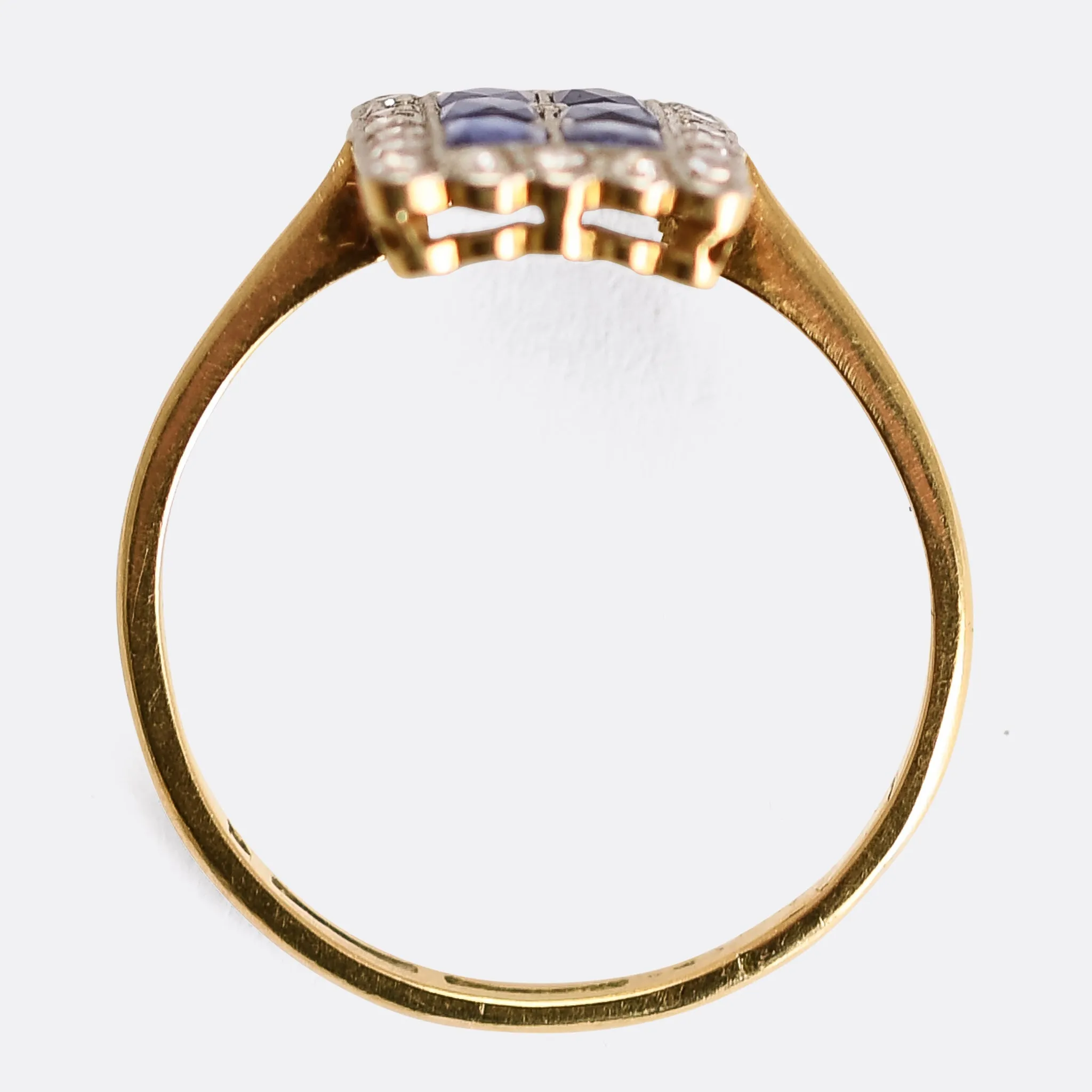Edwardian Sapphire & Diamond "Picture Frame" Ring
