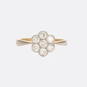Edwardian Transitional Cut Diamond Daisy Ring