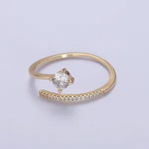 Elegant CZ Stone Micro Pave Minimalist Open Adjustable Ring