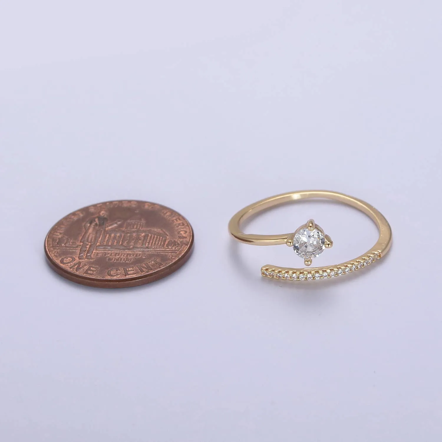 Elegant CZ Stone Micro Pave Minimalist Open Adjustable Ring