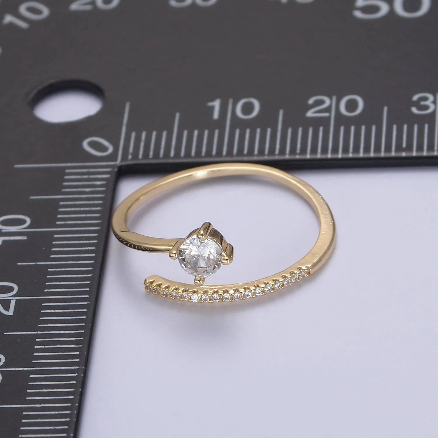 Elegant CZ Stone Micro Pave Minimalist Open Adjustable Ring