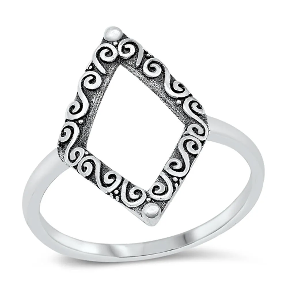 Elegant Filigree Swirl Geometric Ring New .925 Sterling Silver Band Sizes 5-10