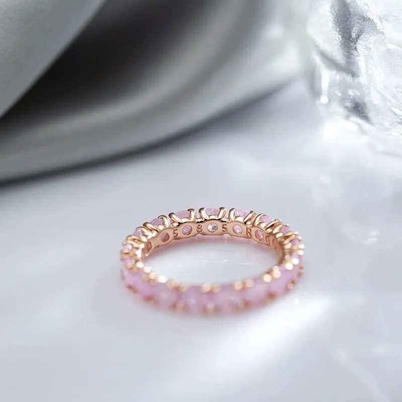 Emerald Round Cut Zircon Ring for Women 585 Rose Gold Wedding Jewelry