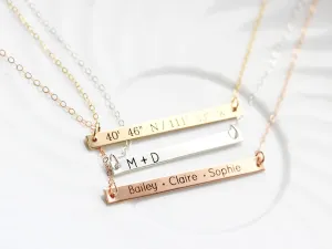 Engraved Bar Necklace | Thin Bar