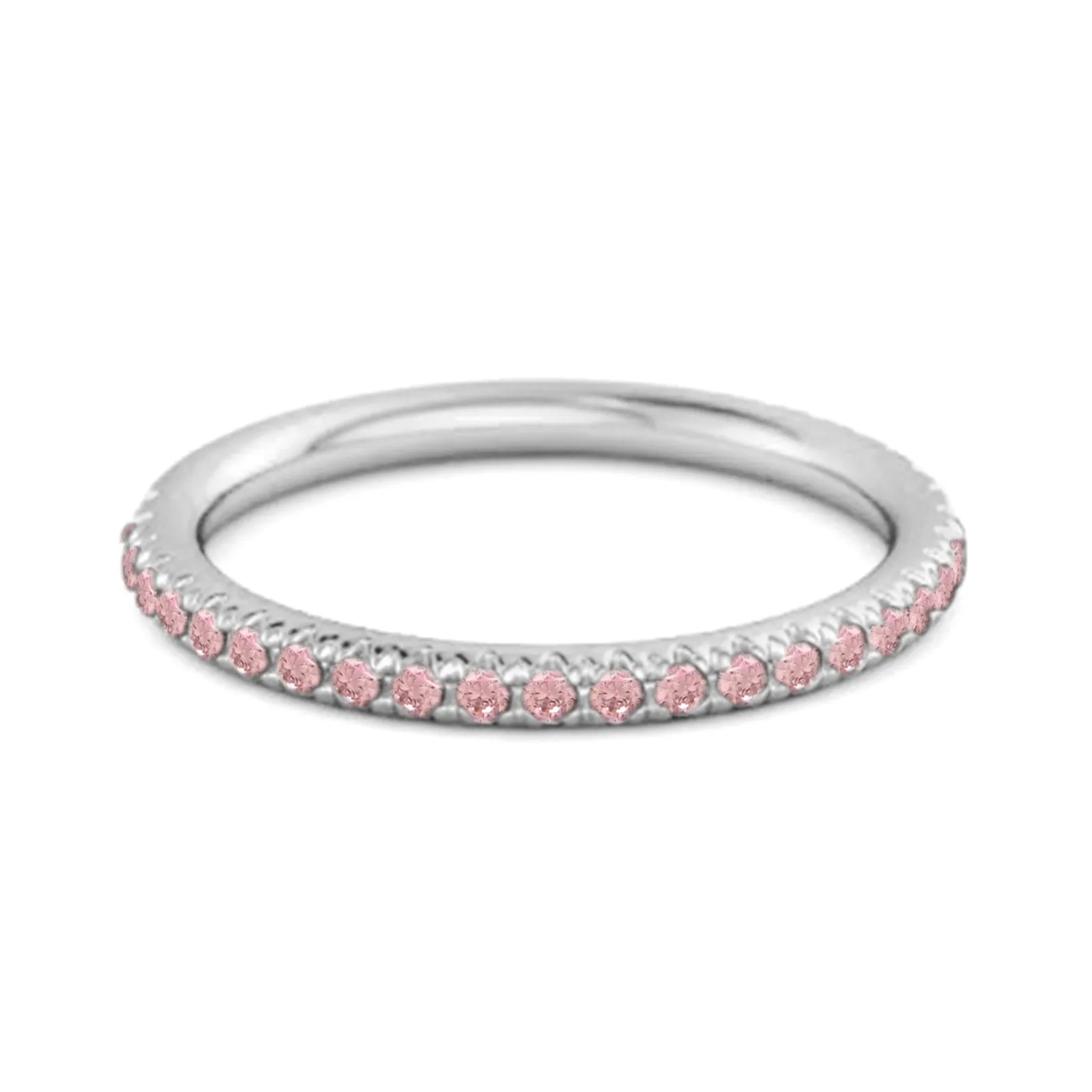 Eternity Collection Pink Zirconia Stackable Ring Gift Her Sterling Silver