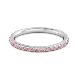 Eternity Collection Pink Zirconia Stackable Ring Gift Her Sterling Silver