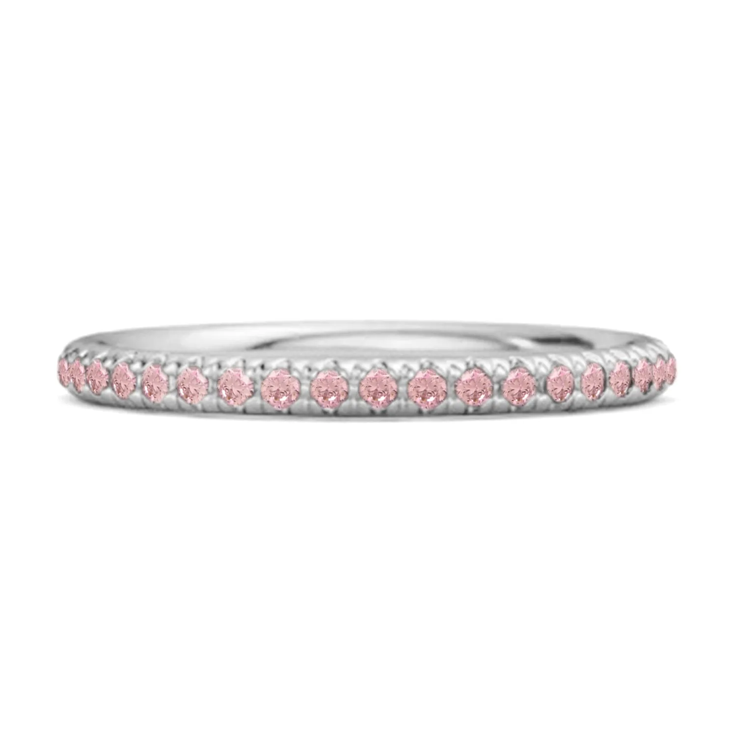 Eternity Collection Pink Zirconia Stackable Ring Gift Her Sterling Silver
