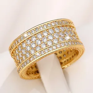 Eternity Full Bling Ring for Women Wedding Band Iced Out Jewelry