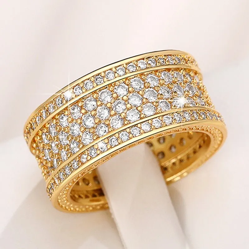 Eternity Full Bling Ring for Women Wedding Band Iced Out Jewelry