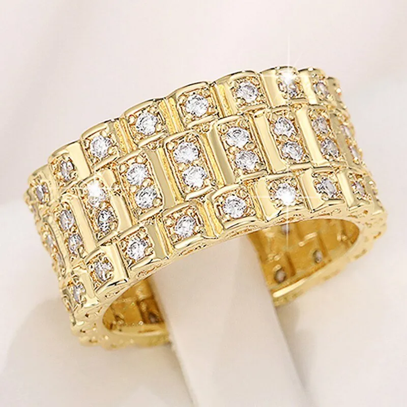 Eternity Full Bling Ring for Women Wedding Band Iced Out Jewelry