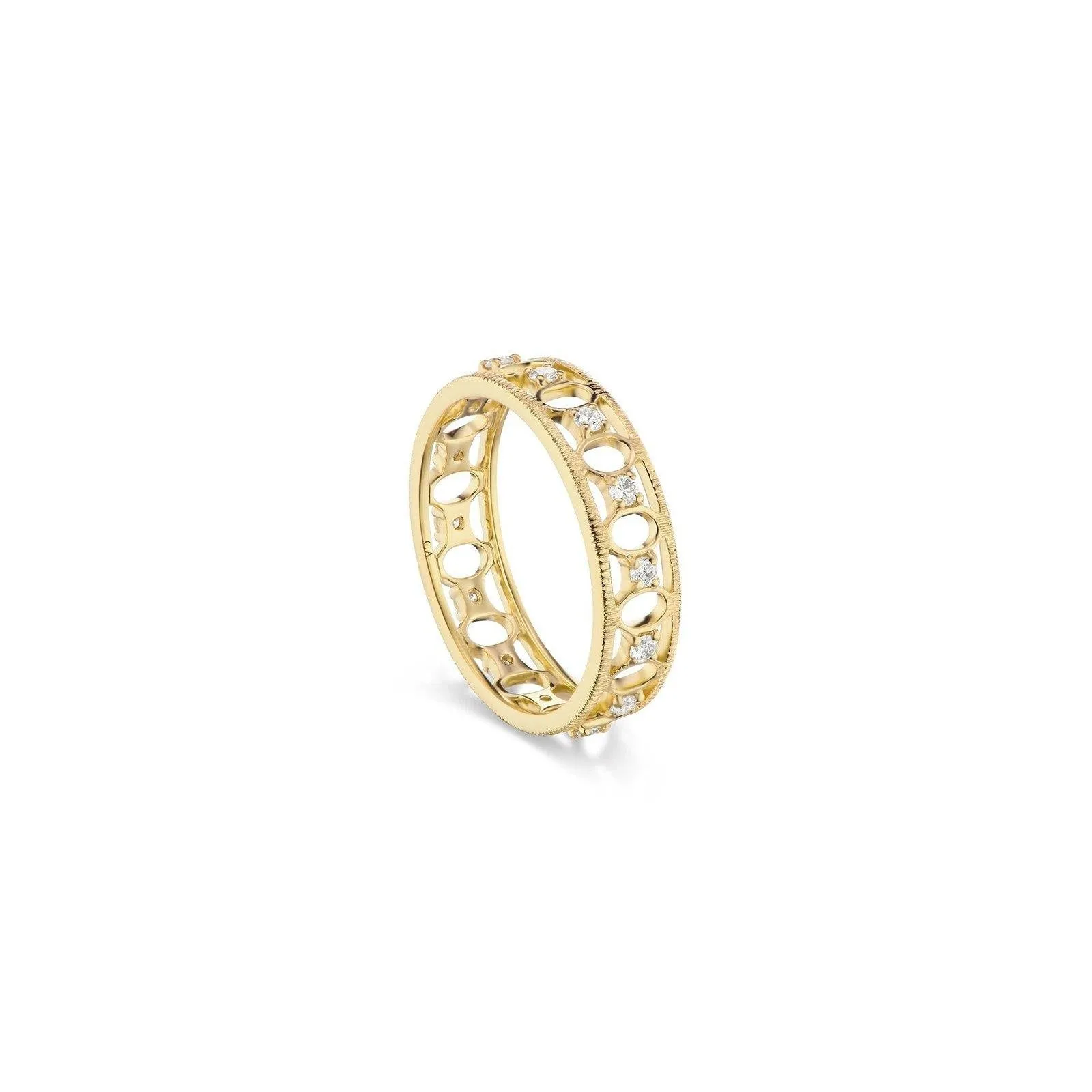 Eternity Gallerie Band in Brushed Gold and White Diamond