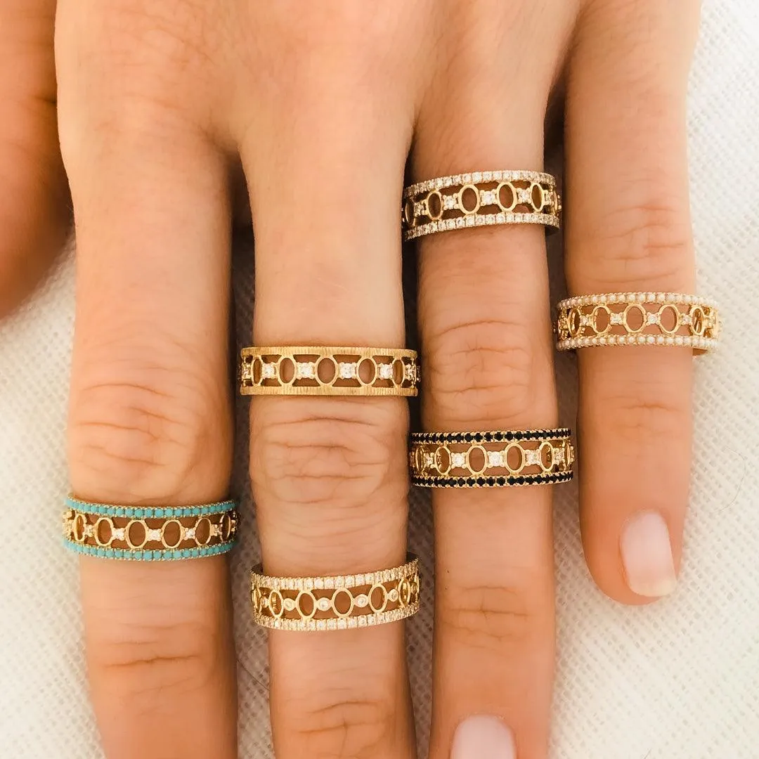 Eternity Gallerie Band in Brushed Gold and White Diamond