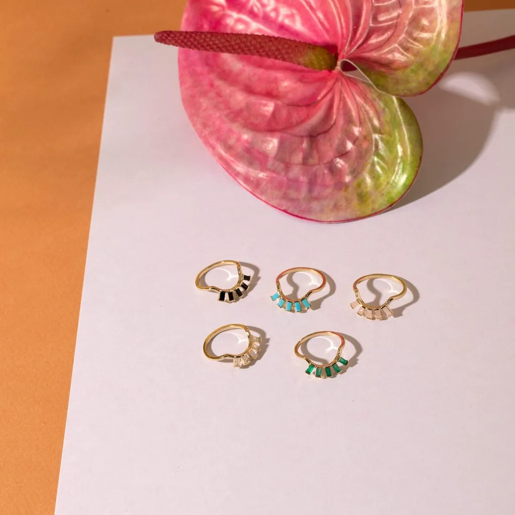 Eyelash Baguette Ring in Turquoise