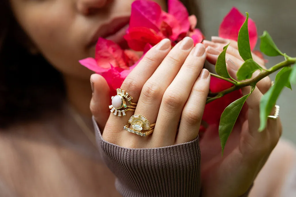 Eyelash Baguette Ring in Turquoise
