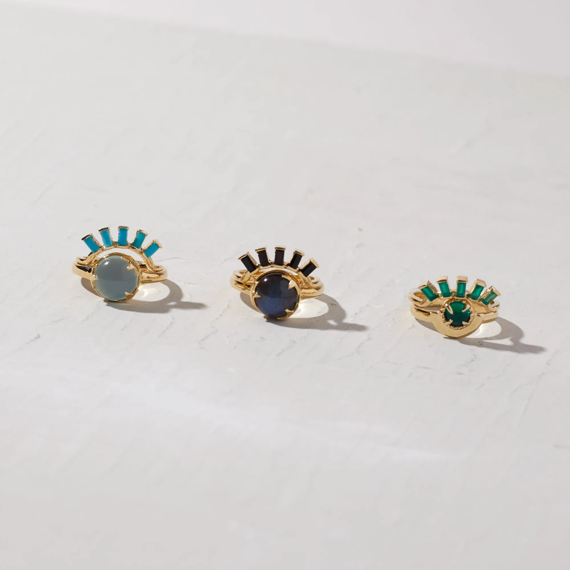 Eyelash Baguette Ring in Turquoise