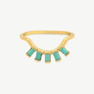 Eyelash Baguette Ring in Turquoise
