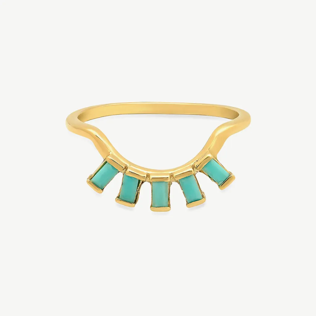 Eyelash Baguette Ring in Turquoise
