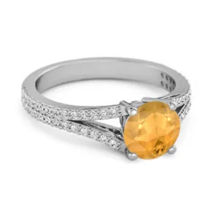 Felicity Design 925 Silver 0.50 Ctw Citrine Solitaire Accents Ring