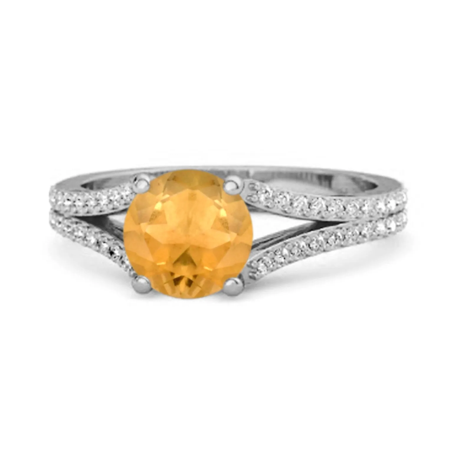 Felicity Design 925 Silver 0.50 Ctw Citrine Solitaire Accents Ring