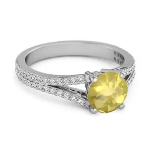 Felicity Design 925 Silver 0.50 Ctw Lemon Quartz Solitaire Accents Ring