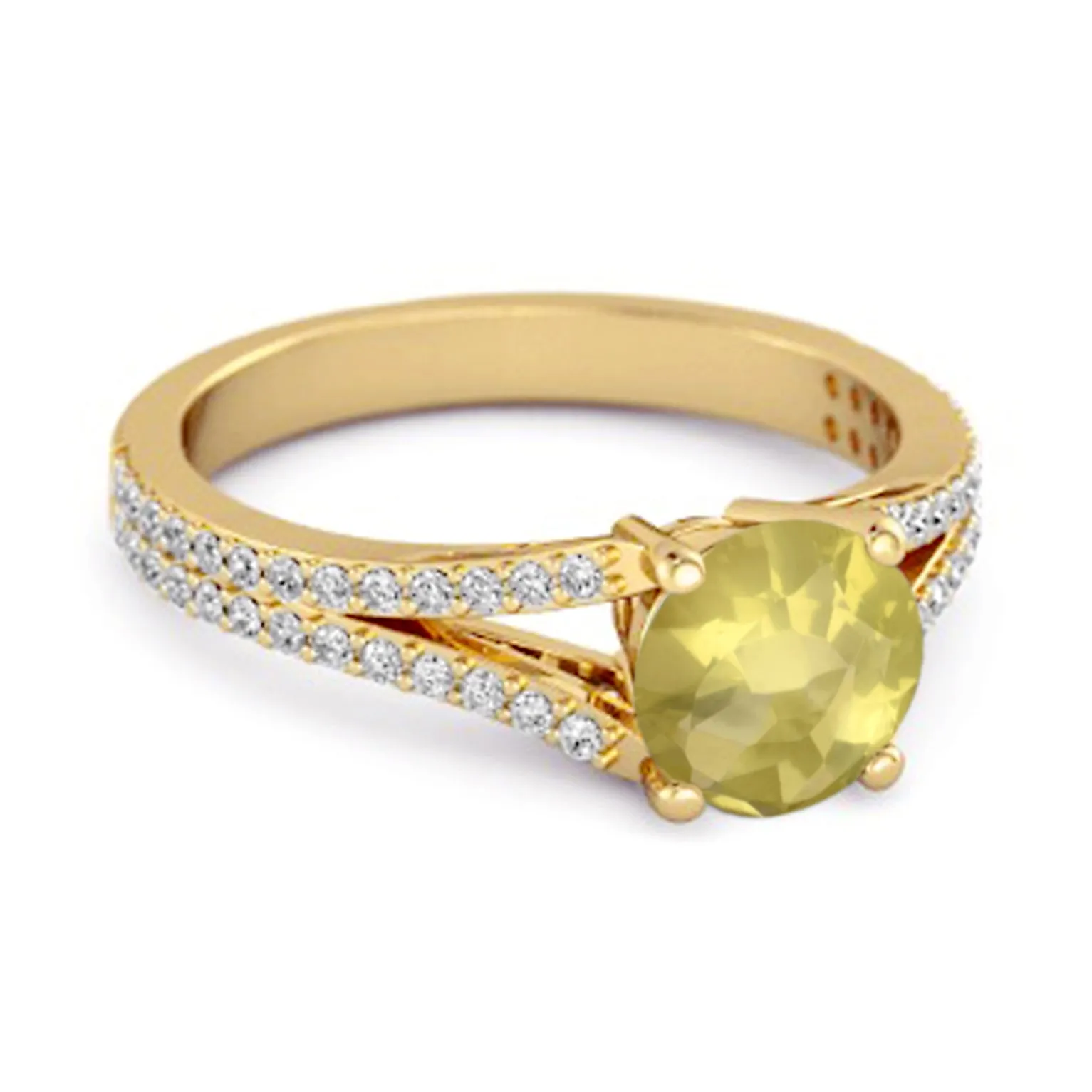 Felicity Design 925 Silver 0.50 Ctw Lemon Quartz Solitaire Accents Ring