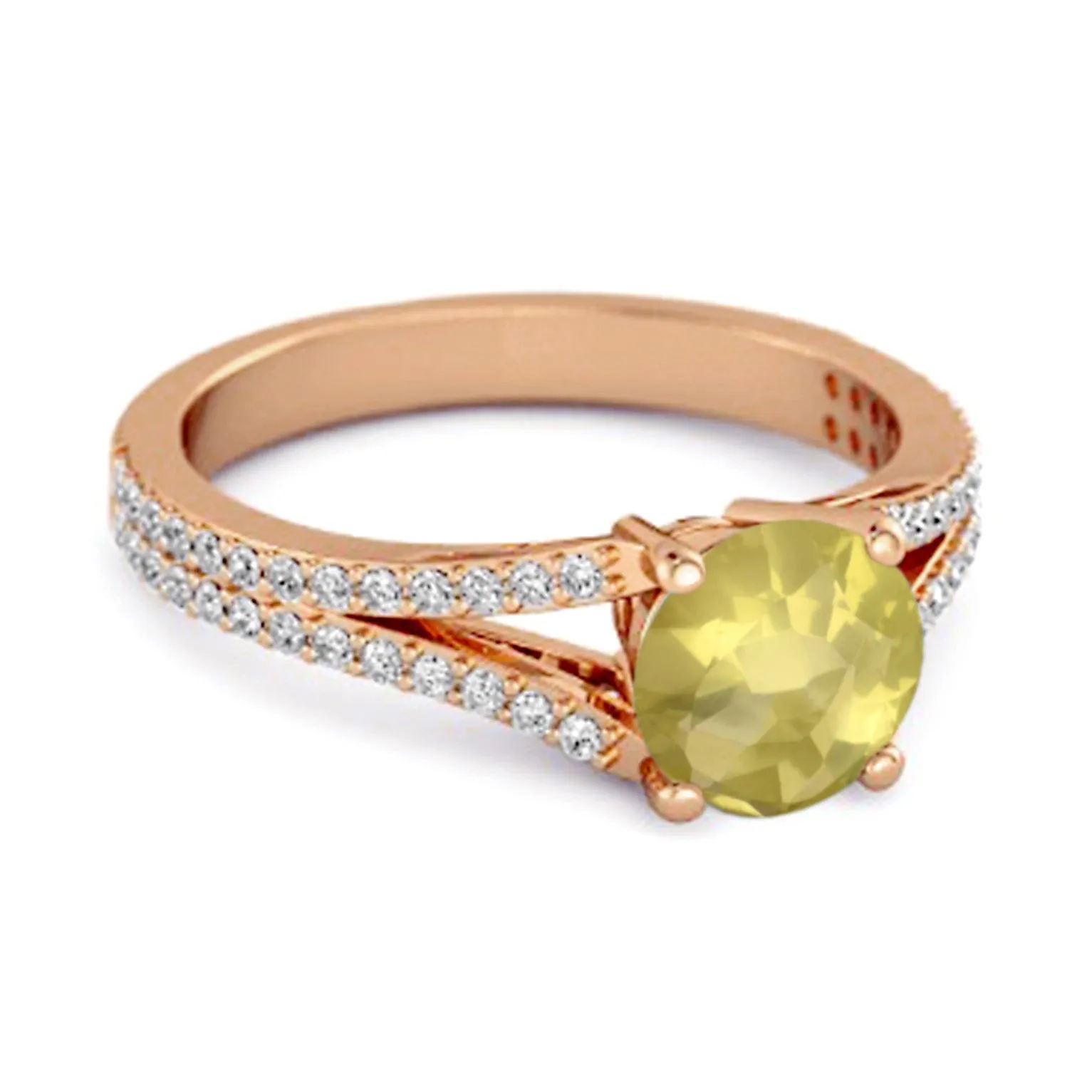 Felicity Design 925 Silver 0.50 Ctw Lemon Quartz Solitaire Accents Ring