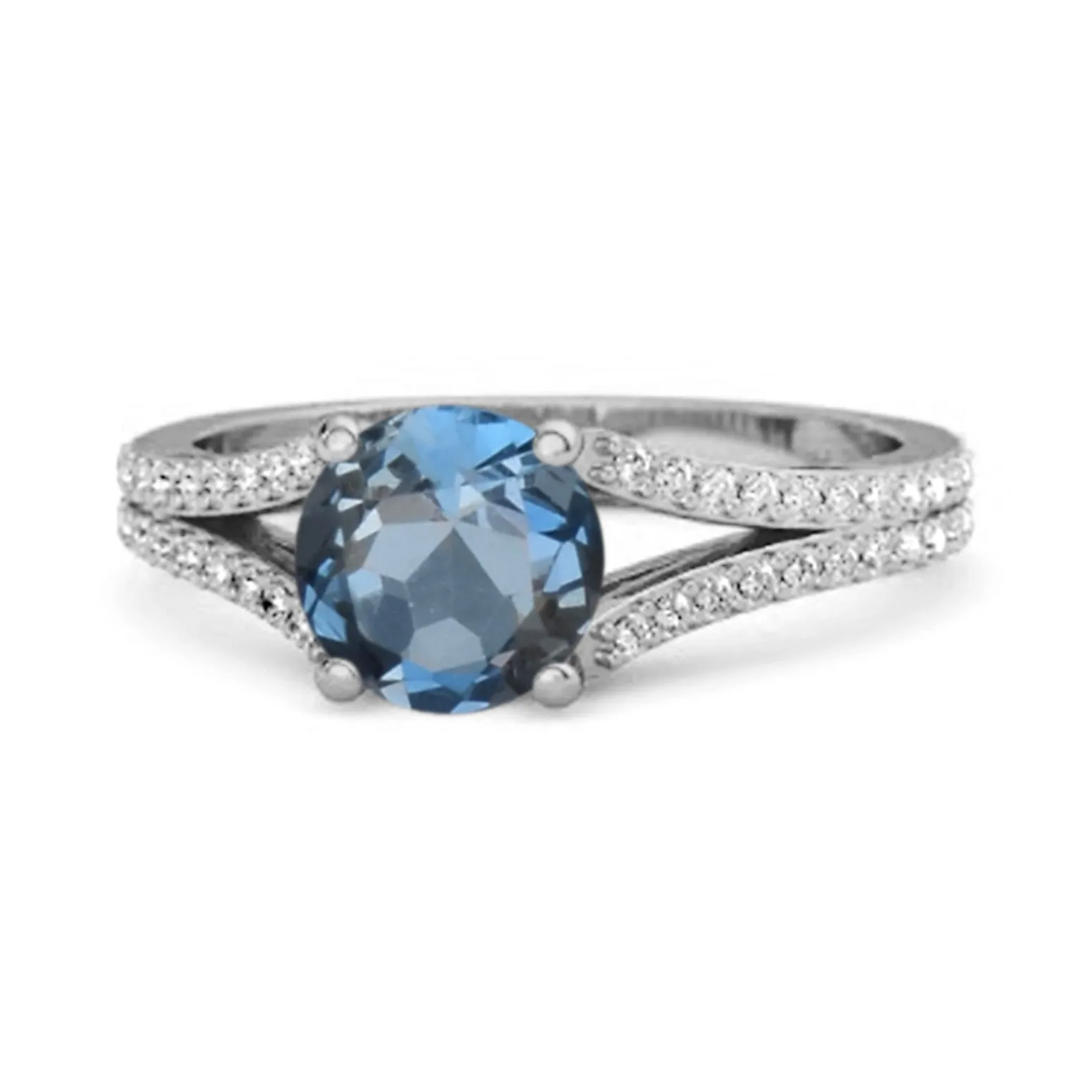 Felicity Design 925 Silver 0.50 Ctw London Blue Topaz Solitaire Accents Ring