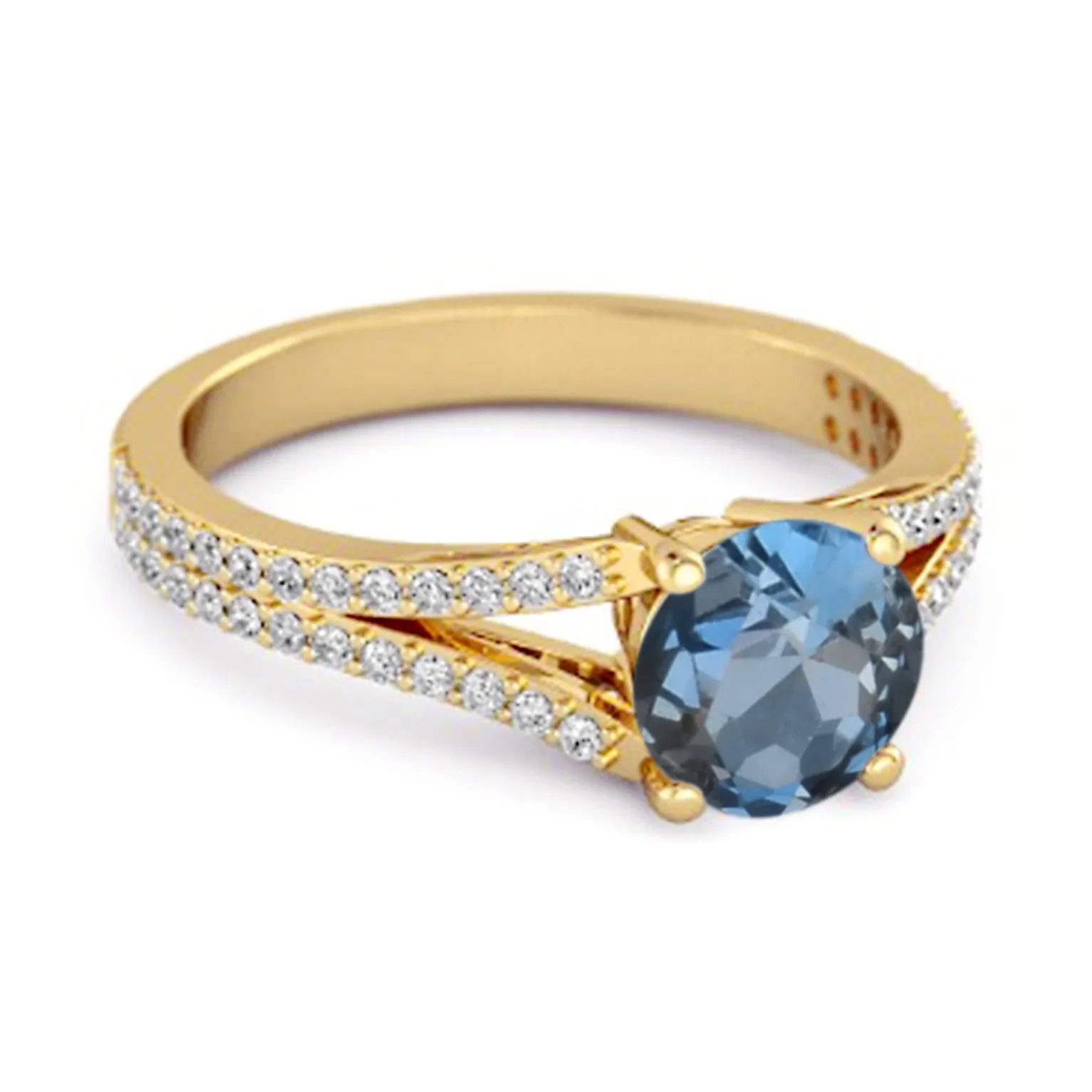 Felicity Design 925 Silver 0.50 Ctw London Blue Topaz Solitaire Accents Ring