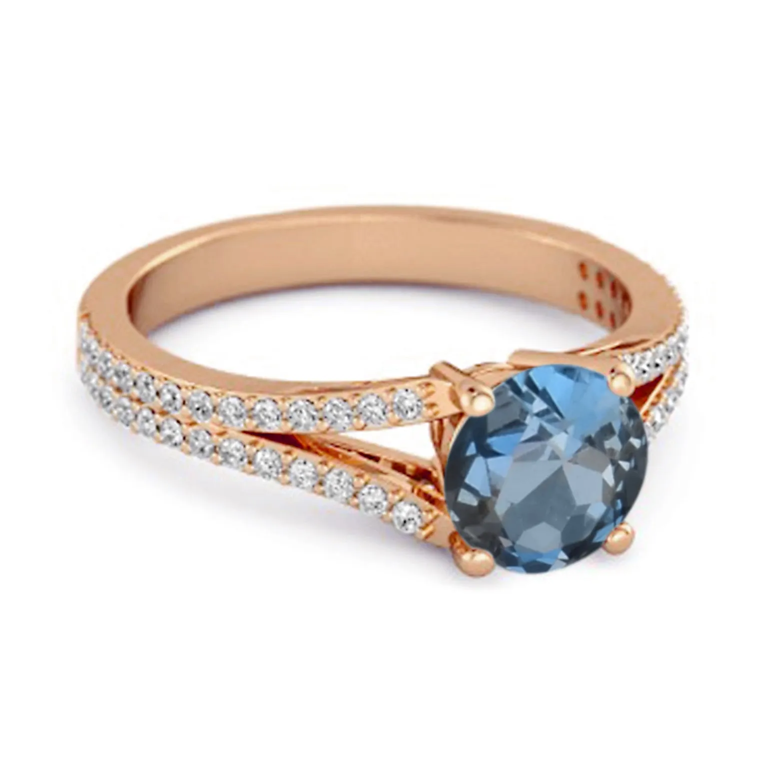 Felicity Design 925 Silver 0.50 Ctw London Blue Topaz Solitaire Accents Ring