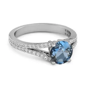 Felicity Design 925 Silver 0.50 Ctw London Blue Topaz Solitaire Accents Ring