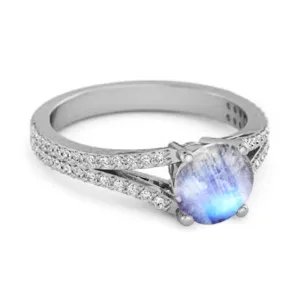 Felicity Design 925 Silver 0.50 Ctw Moonstone Solitaire Accents Ring