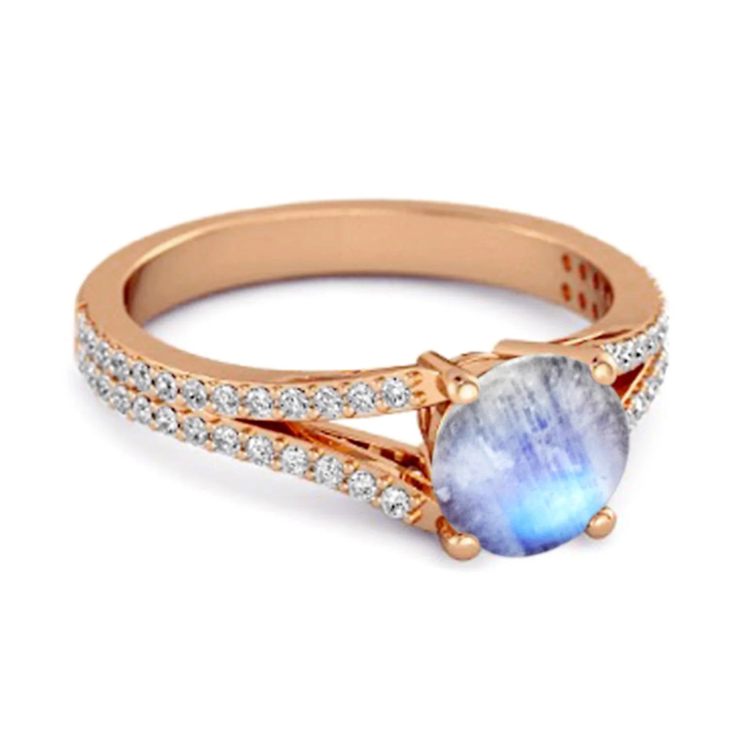 Felicity Design 925 Silver 0.50 Ctw Moonstone Solitaire Accents Ring