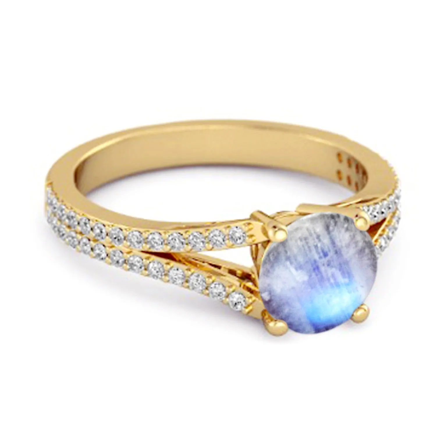 Felicity Design 925 Silver 0.50 Ctw Moonstone Solitaire Accents Ring